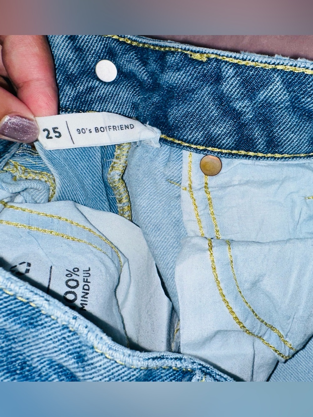 PacSun Two-Tone Blue Straight Leg Jeans - Picture 3 of 14